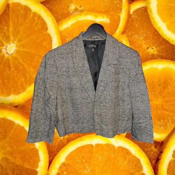 Kasper Jackets & Blazers - New Kasper Open Front Gray White Black Blazer Size 16